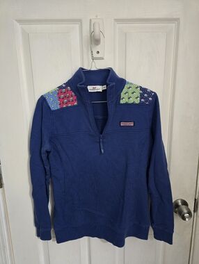 Vineyard Vines Womens Holiday Patch Shep Shirt Blue Size XXS